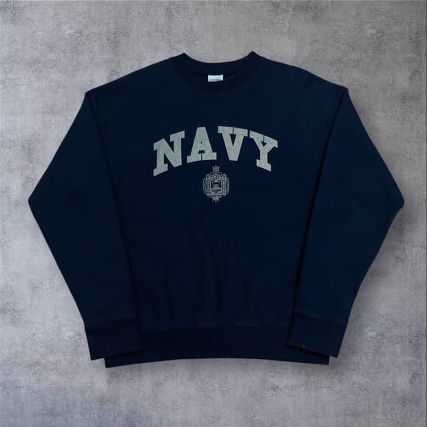 아웃스탠딩 빅로고 네이비 맨투맨