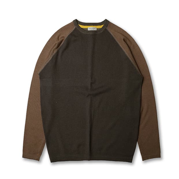 유나이티드 애로우즈 [United Arrows] 배색 니트 크루넥 티셔츠