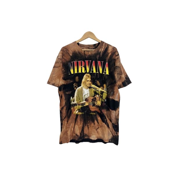 너바나 락 밴드 프린팅 타이다이 오버핏 반팔 티셔츠