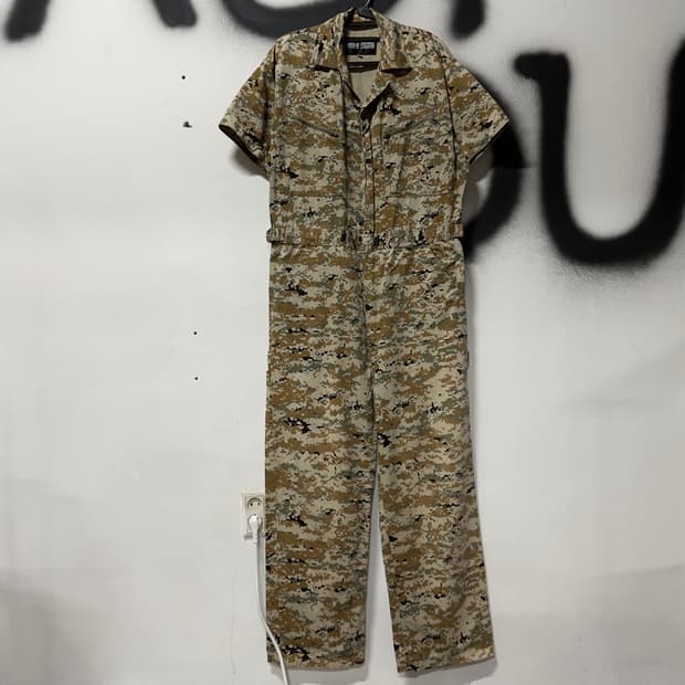 VTG 빈티지 우드랜드 카모 플라주 카펜터 하프 슬리브 점프수트