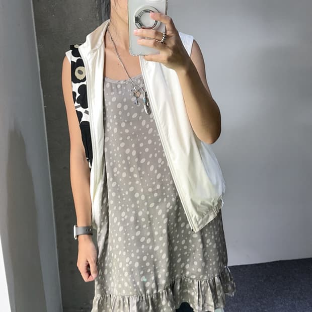 silky gray dot dress