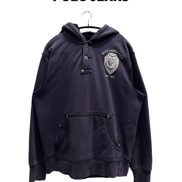 90s 폴로 랄프로렌 U.S RL 인디언 패치 두산 기모 후드티 