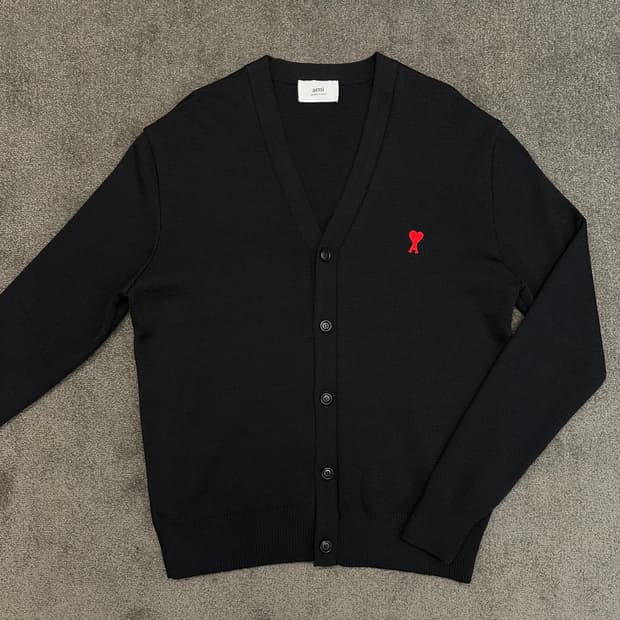 아미 하트 로고 가디건 블랙 XL