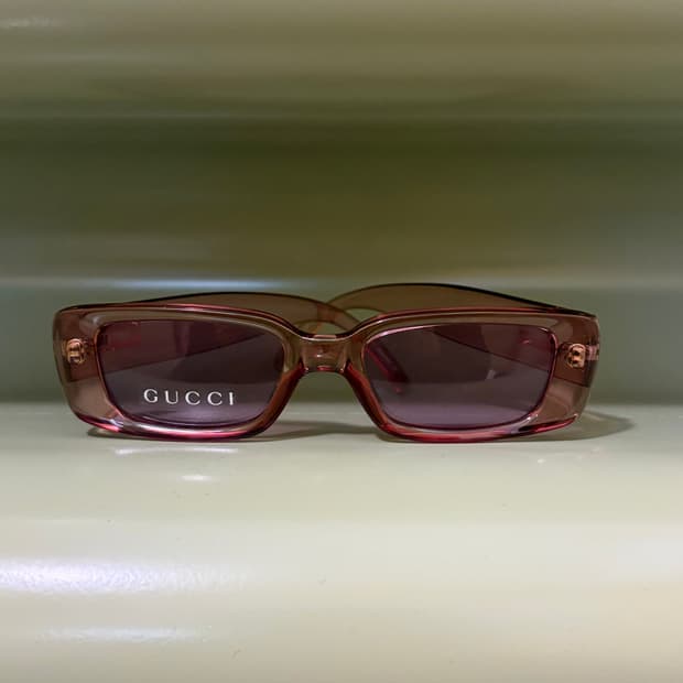 구찌 90s 빈티지 GG 2409/N/S 렉탱글 선글라스 (클리어 핑크)