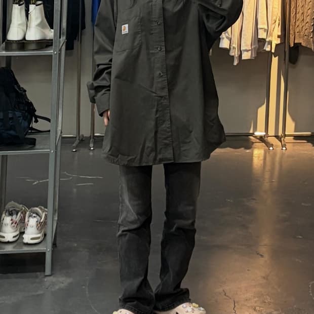 칼하트 로고 올리브색 워크셔츠 A2784