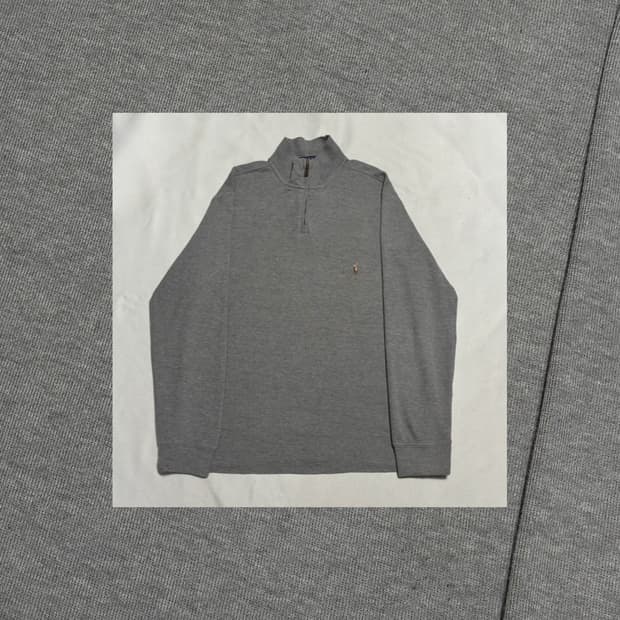 폴로랄프로렌 그레이 반집업 니트(코튼)