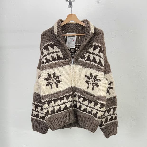 롱 하우스 노르딕 캐나다 헤비 울 코위찬 스웨터 카라 자켓