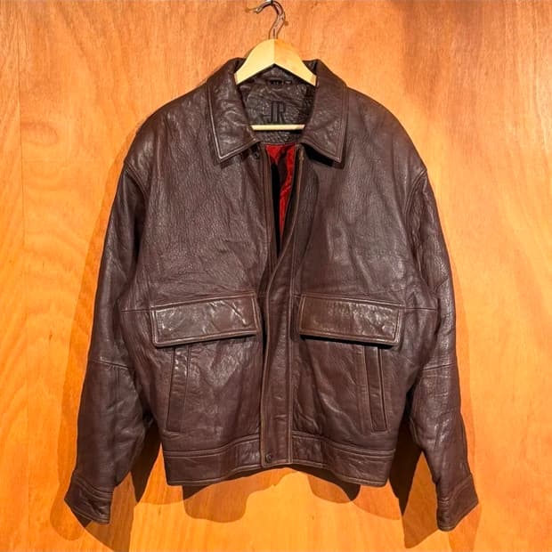 JR 빈티지 헤비 양가죽 A-2 레더 자켓 L 105 브라운