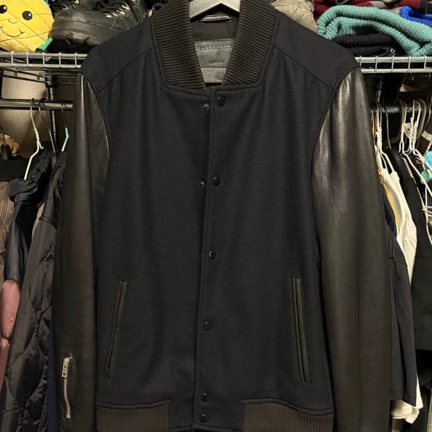 올세인츠 가죽 바시티자켓 M