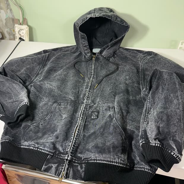 OS MIS 블랙스톤워시드 오버핏 투웨이 후디 엑티브자켓