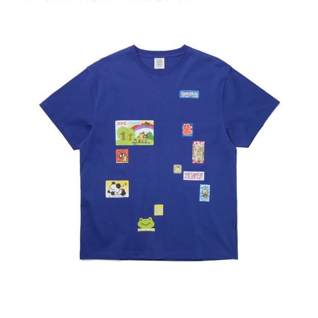 예스아이씨 Y.E.S DUMP STICKER TEE - BLUE