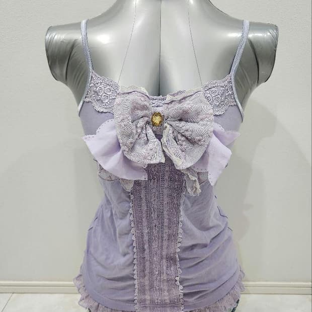 빈티지 엑시즈팜 히메갸루 리본 레이스 캐미솔