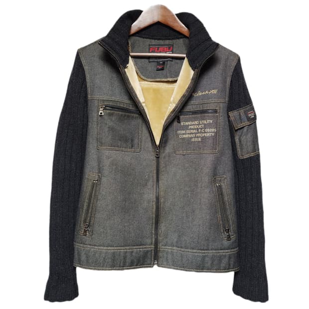 FUBU 울 생지 니트집업 자켓