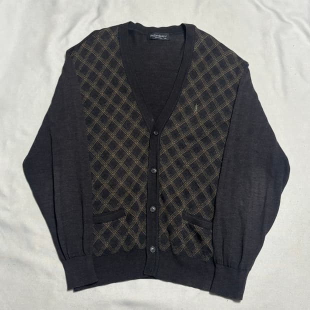 🫶🏻 입생로랑 차콜 체크 가디건 🫶🏻