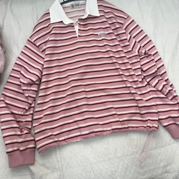 해비즘 FF STRIPE RUGBY SWEATSHIRT(PINK)