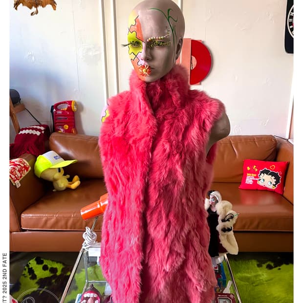 Vintage Real Pink Rabbit Fur Vest