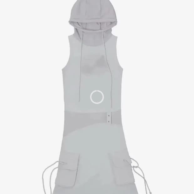 오호스 니트 후디 슬리브리스 드레스(원피스) 그레이