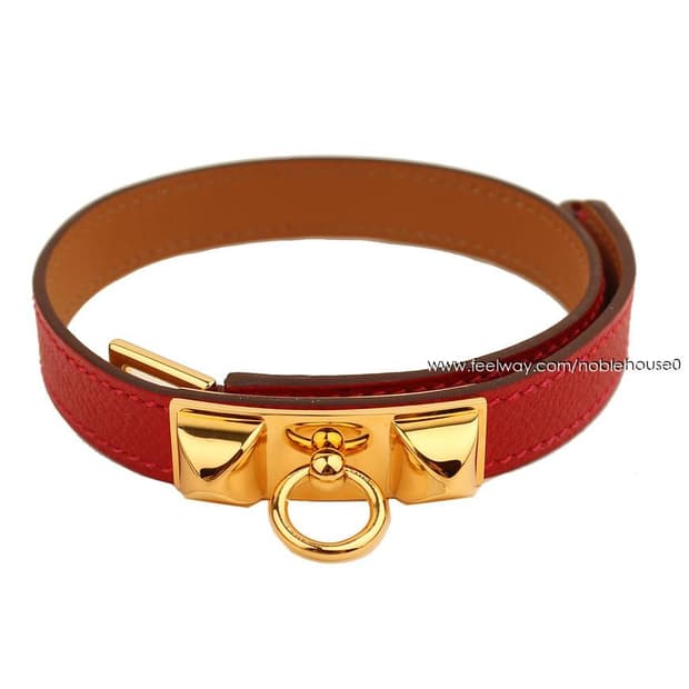 에르메스 메도르 레드 앱송 더블 스트랩 금장 팔찌 XS(T)