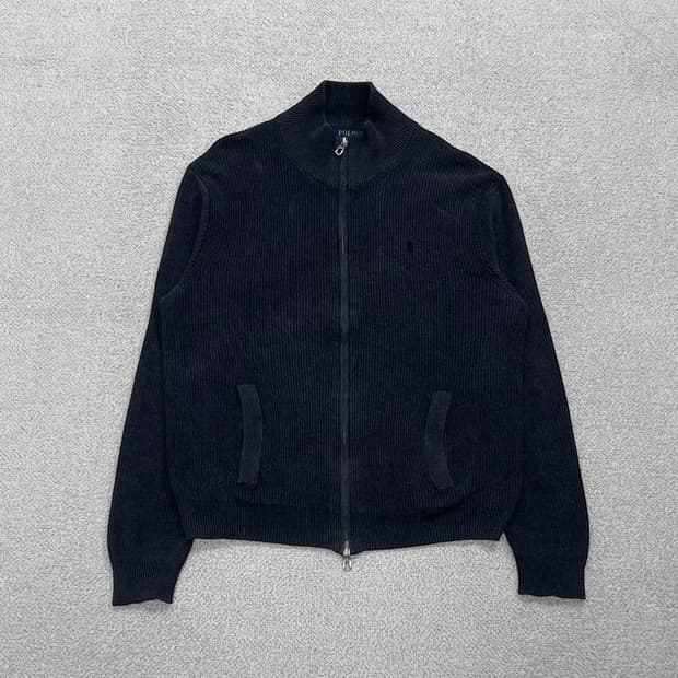 폴로 랄프로렌 포니 로고 코튼 니트 집업 그레이