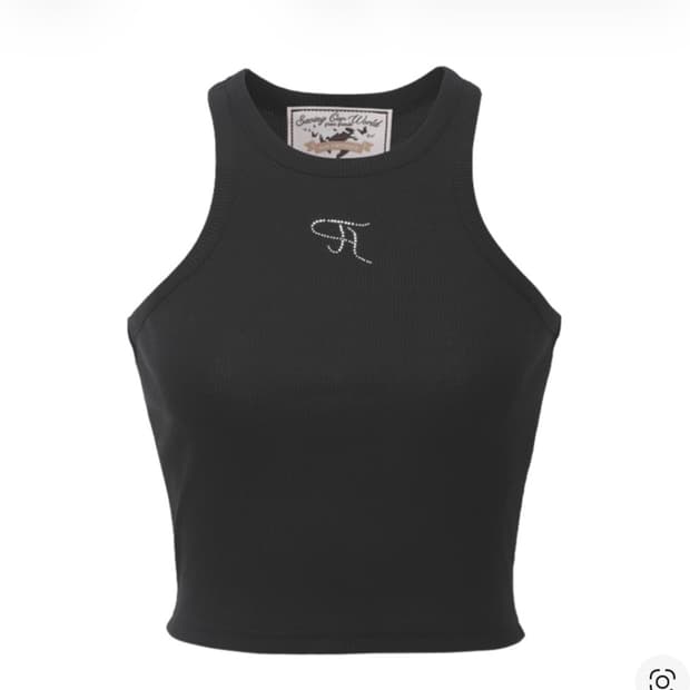 쓰리타임즈  쥬얼리 탱크 탑 크롭 렝스 블랙