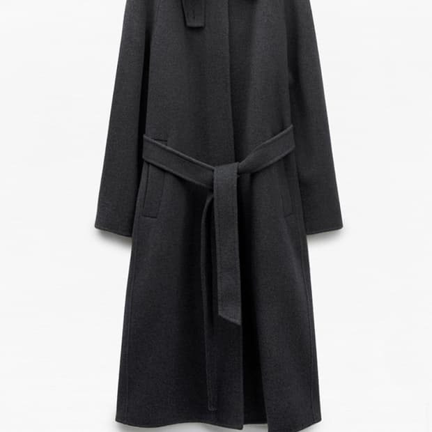 미쏘 핸드메이드 벨티드 롱 코트 차콜 M