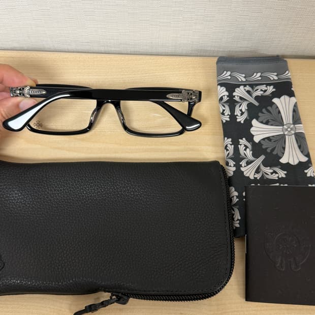 크롬하츠 안경 뿔테 rumpleforeskin-a 블랙 실버 새상품 레어