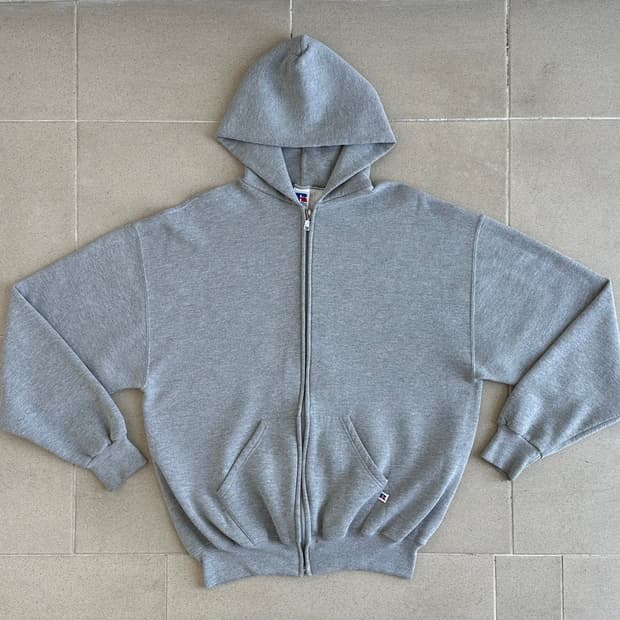 90s 빈티지 러셀 후드집업 그레이 XL