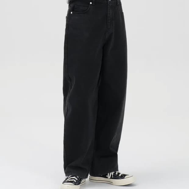 토피 벌룬핏 블랙 데님 팬츠 XL
