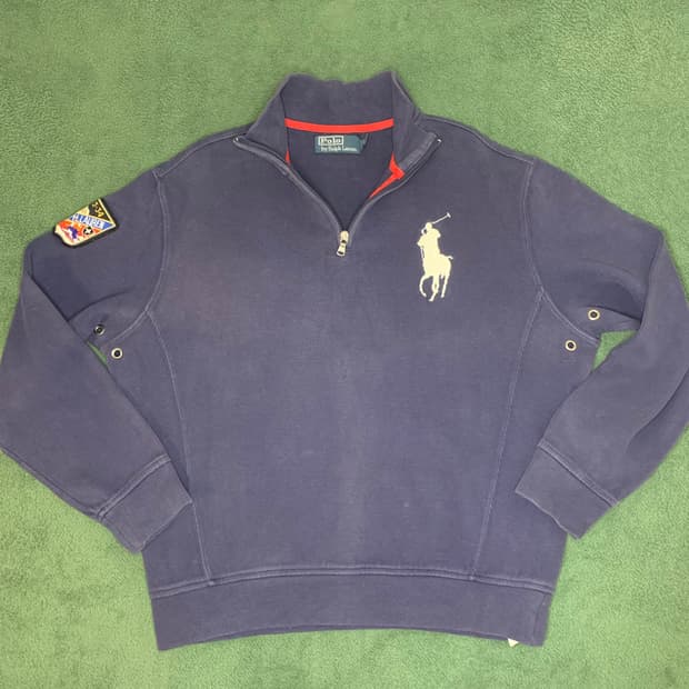 90년대 폴로 랄프로렌 반집업 니트입니다