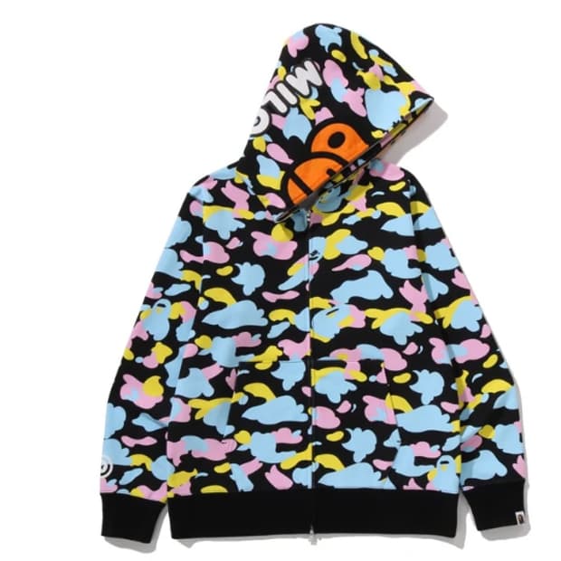 베이프 정품 M 멀티 카모 마일로 후드 집업
