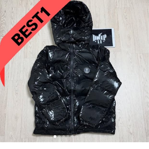 Trapstar 샤인 유광 블랙 패딩