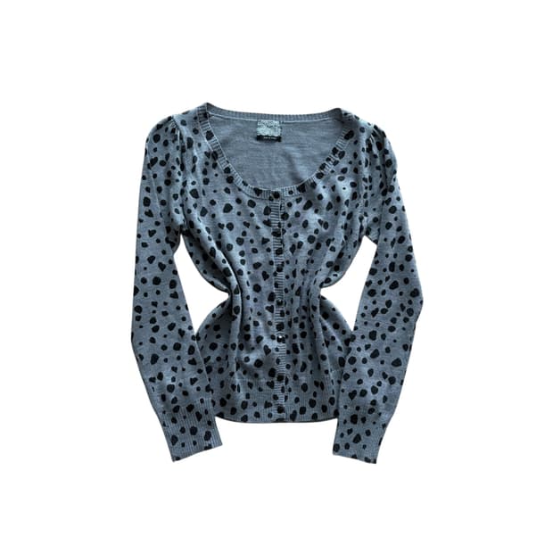 일본빈티지 호피 도트 가디건