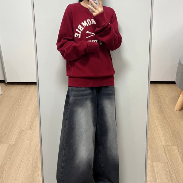 아베크롬비 자수로고 버건디 맨투맨