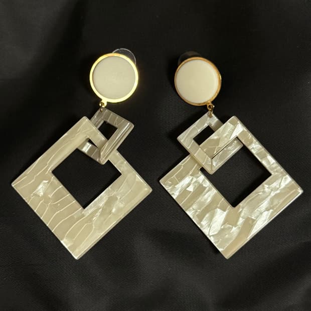 Marble Design Square Earrings