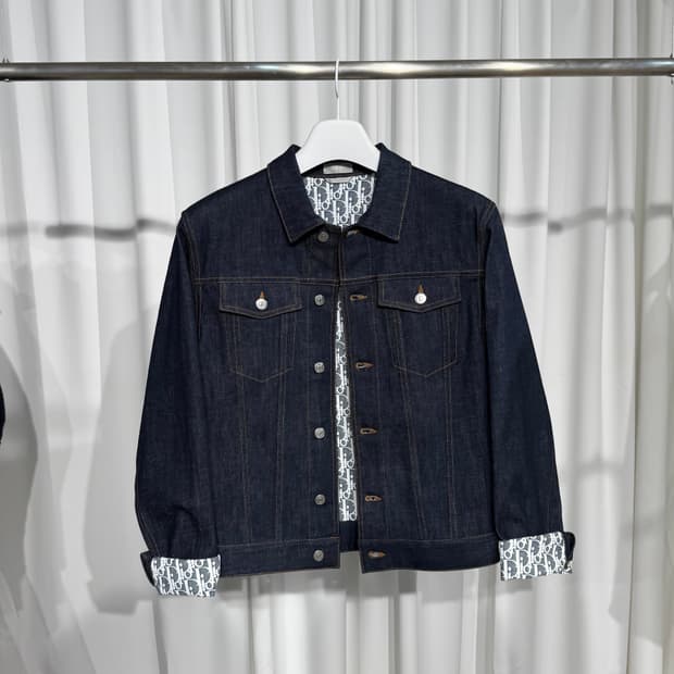 [정품] 디올 25ss 오블리크 레더패치 데님 자켓