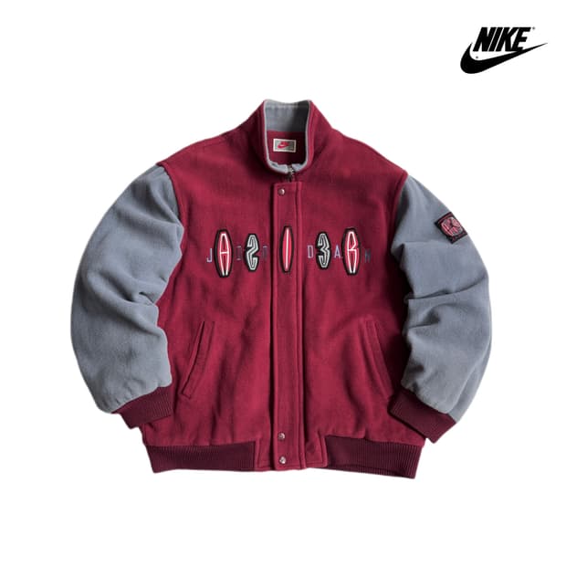나이키 90s 조던 빅로고 모직 울 바시티 자켓