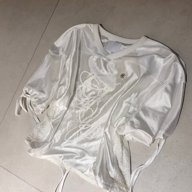김미더영 풋볼 져지 레이스 반팔 티 