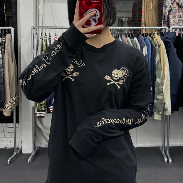 밴슨 레더 스컬 사이드 로고 롱슬리브