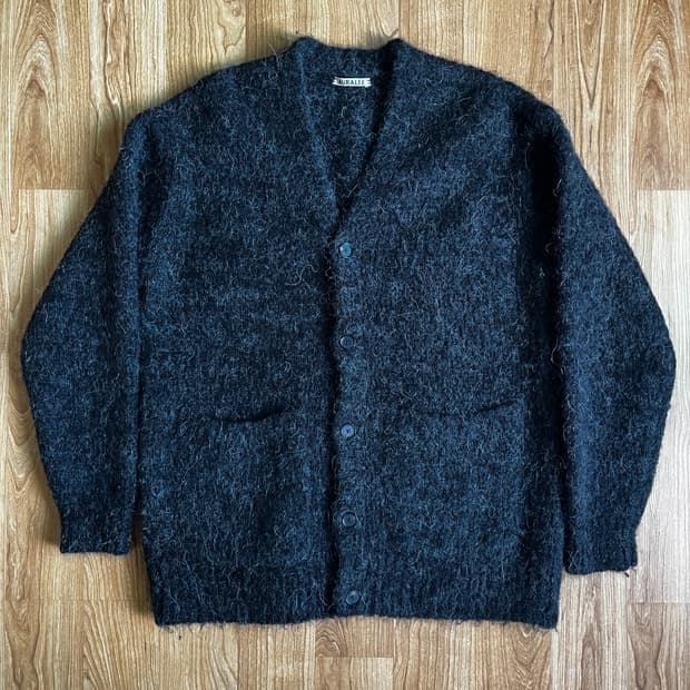 AURALEE  ALPACA WOOL KNIT CARDIGAN