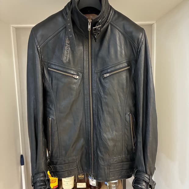 잭로즈 하이넥 바이커 레더 자켓 4