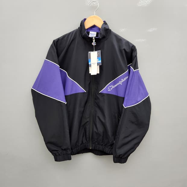 새상품_챔피온 올드스쿨 블랙/보라색 바람막이 자켓