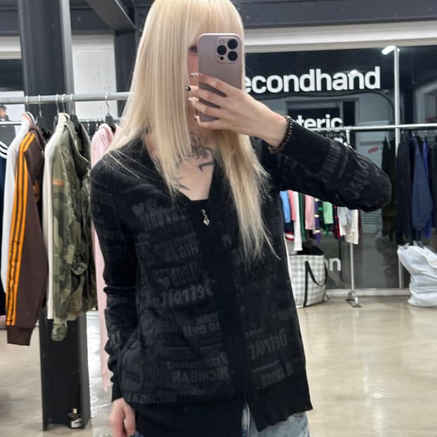 히스테릭 글래머 하트 자물쇠 지퍼 가디건