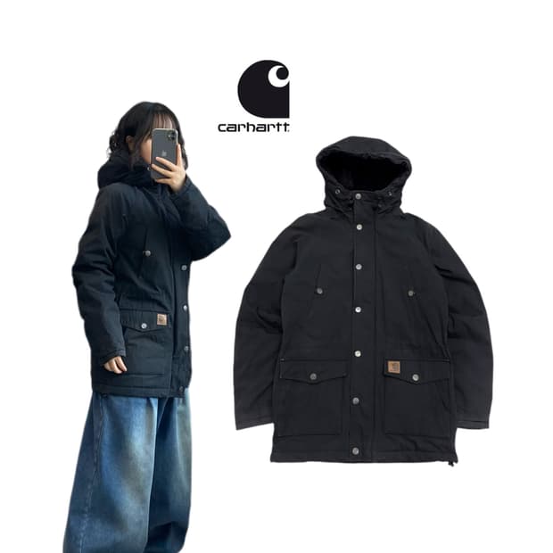 칼하트 WIP 가죽패치 트래퍼 파카