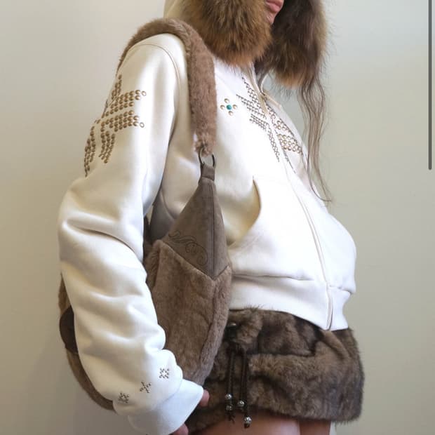 스컬프터 Fur Trimming Hooded Zip-Up White