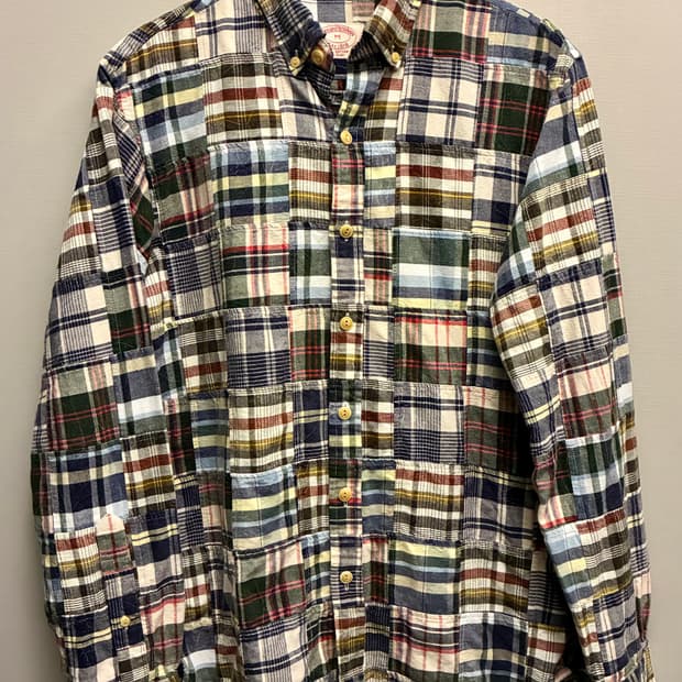 (M)브룩스브라더스 마드라스 패치워크 코튼 버튼다운 셔츠