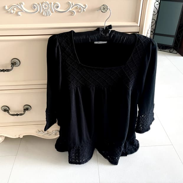 vintage lace square neck top