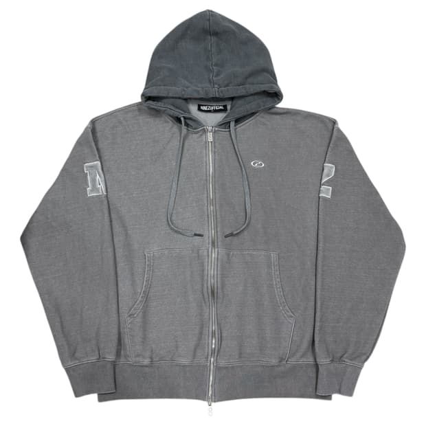 나인제트 피그먼트 아플리케 후드집업 자켓 그레이 2XL