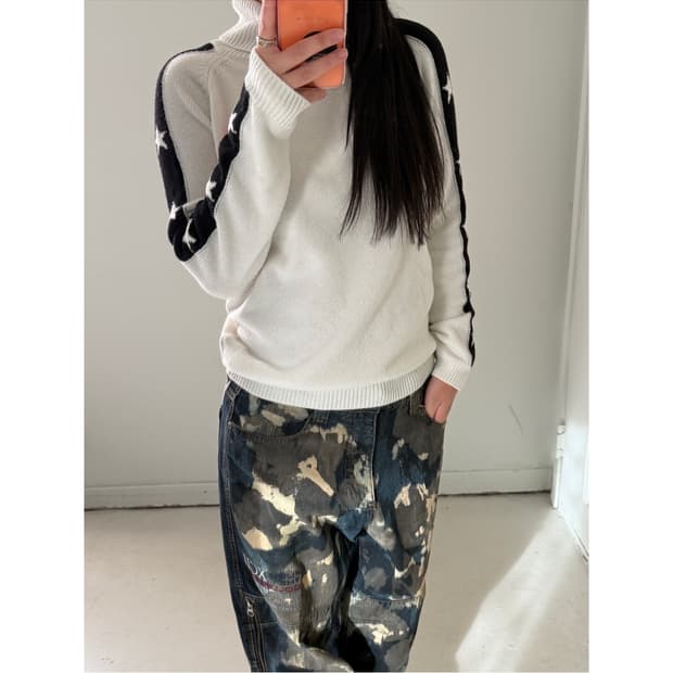 일본빈티지 Delsol 스타 터틀 스웨터