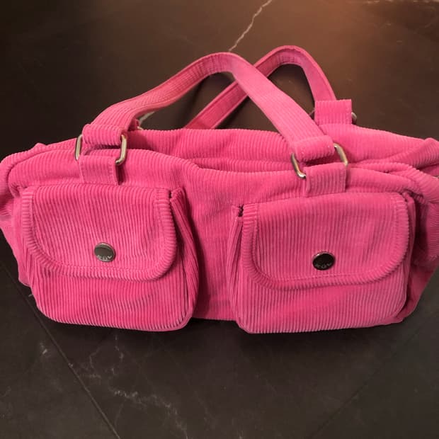 큘 포켓 백 코듀로이 핑크 가방