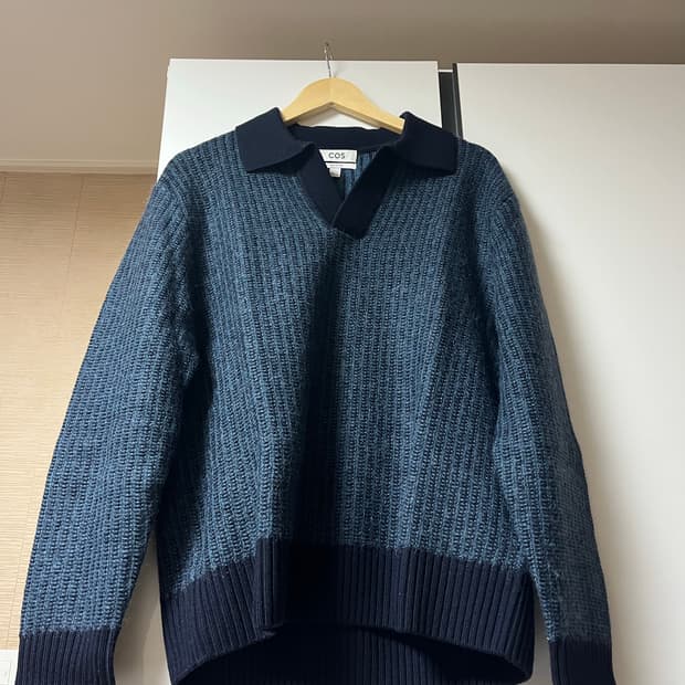 [L] COS 코스 투톤 울 폴로 카라 PK 니트
